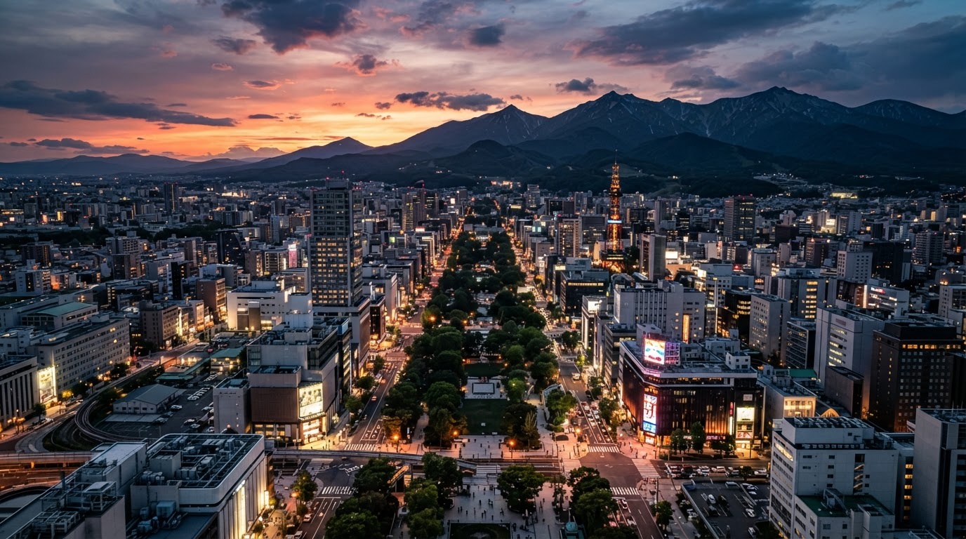 Sapporo Cityscape at Sunset